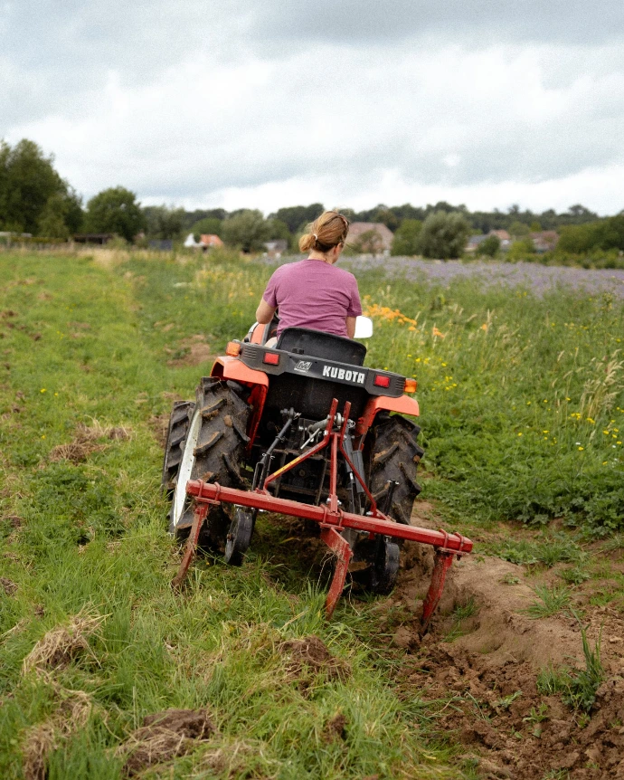 Femme travaillant dans des champs pour la production d’ingrédients naturels destinés aux soins Siprès.