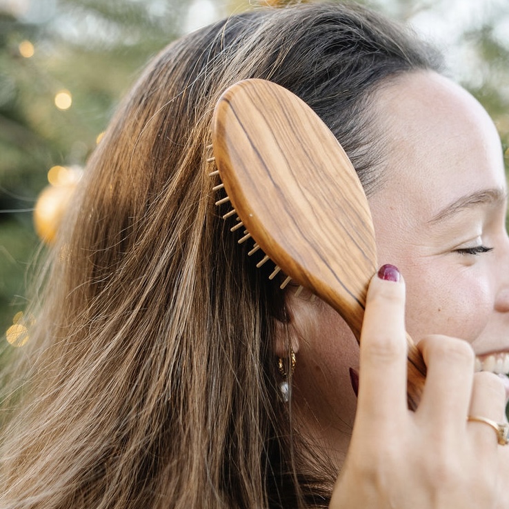 Brosse à cheveux picots de bois